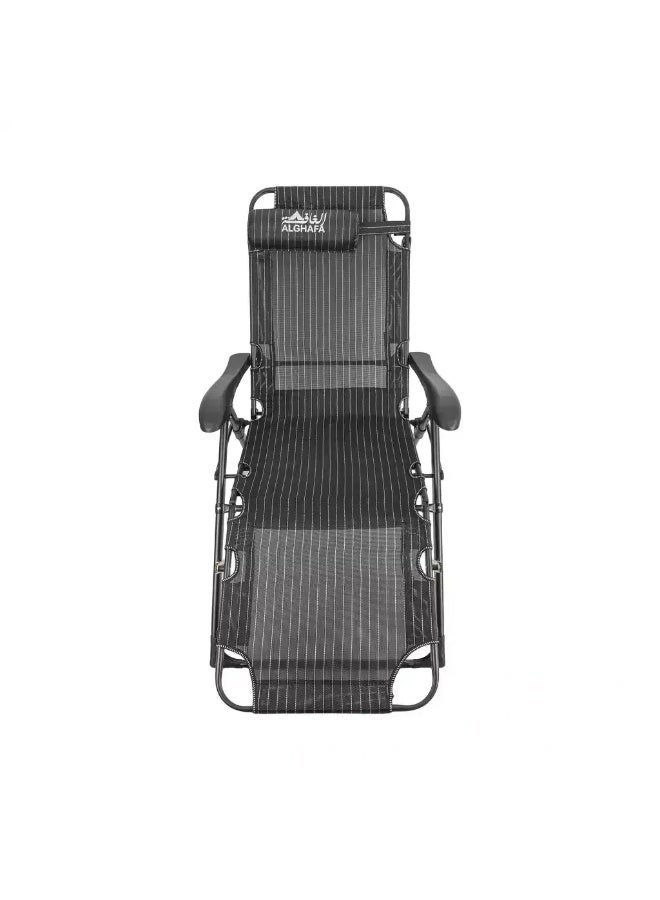ALGHAFA Beach Reclining Chair – Foldable Outdoor Lounge Chair – 200kg Capacity – Black – ALGHAFA - Image 1