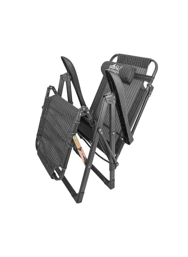 ALGHAFA Beach Reclining Chair – Foldable Outdoor Lounge Chair – 200kg Capacity – Black – ALGHAFA - Image 3