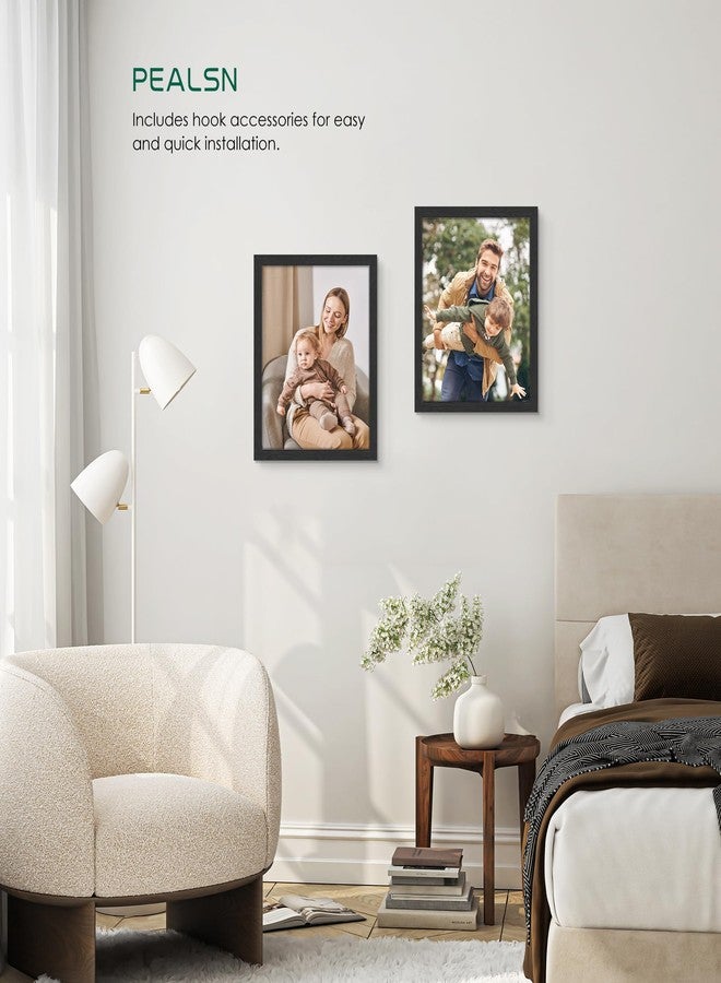 PEALSN 8x10 Picture Frame Set of 6, Wall Gallery Photo Frames for Wall Mounting or Tabletop Display, Black Woodgrain - Image 2