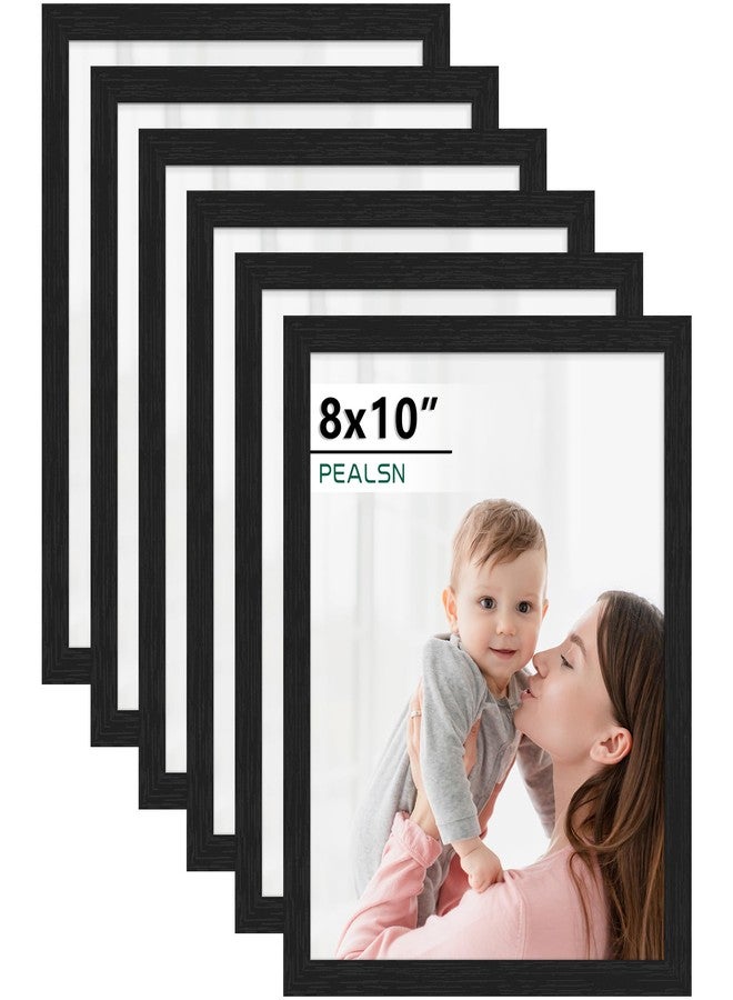 PEALSN 8x10 Picture Frame Set of 6, Wall Gallery Photo Frames for Wall Mounting or Tabletop Display, Black Woodgrain - Image 1