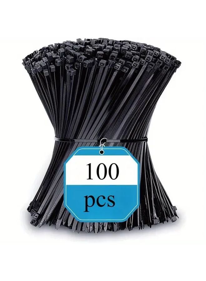 Black 7.87 Inch Heavy Duty Self Locking Cable Ties 100pcs For Automotive Wiring - Image 1