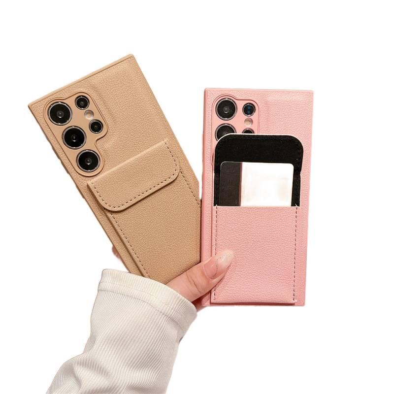 Drop Protection Samsung Galaxy S23 Ultra TPU with Card Holder and Anti Slip Grip in Antique White for Desk Setup - Image 2