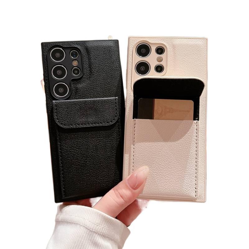 Drop Protection Samsung Galaxy S23 Ultra TPU with Card Holder and Anti Slip Grip in Antique White for Desk Setup - Image 3