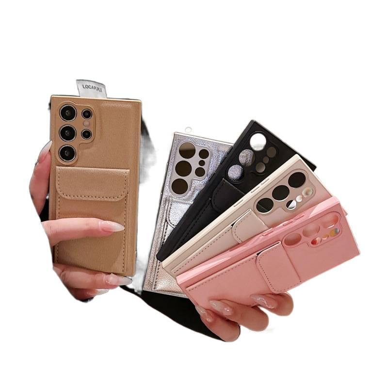 Drop Protection Samsung Galaxy S23 Ultra TPU with Card Holder and Anti Slip Grip in Antique White for Desk Setup - Image 4