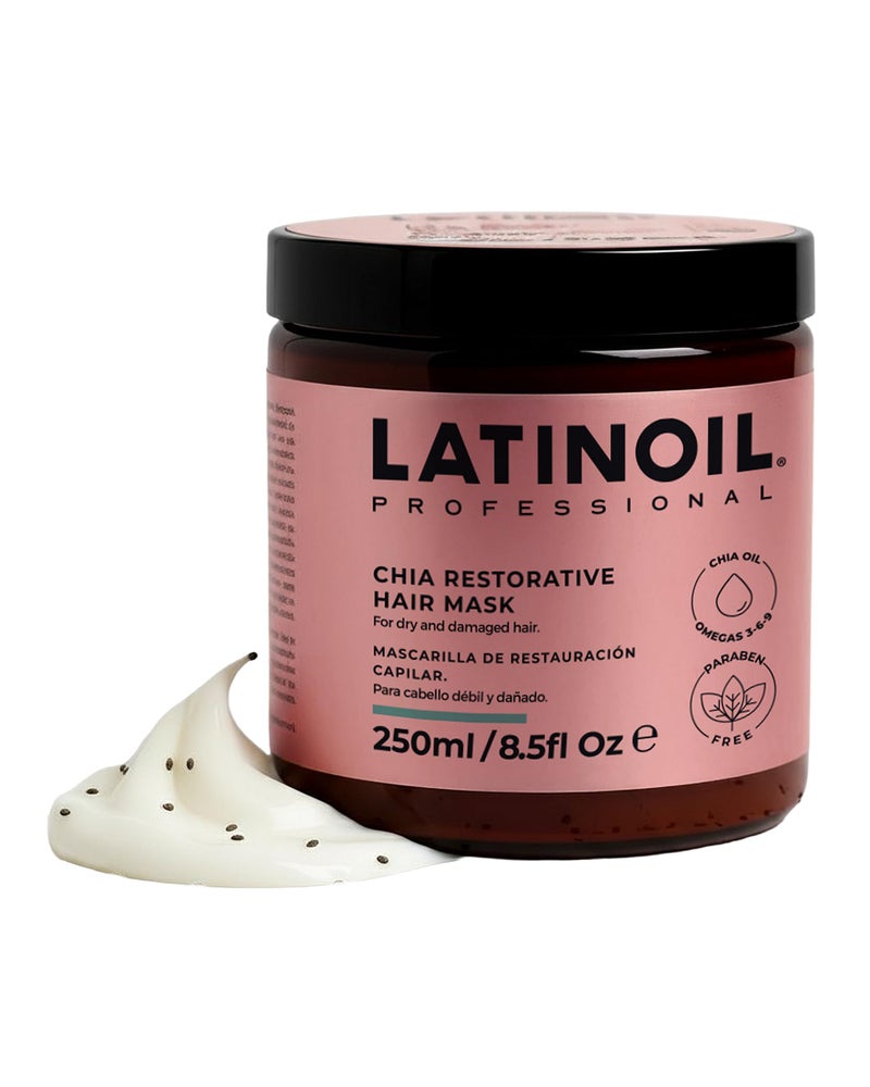 LATINOIL - Chia Oil Hydration Hair Mask for Damaged Hair, Deep Conditioning Hair Mask with Chia Oil, Antioxidants and Omega 3-6-9, Hair Treatment for Dry Damaged Hair, 250 mL - Image 1