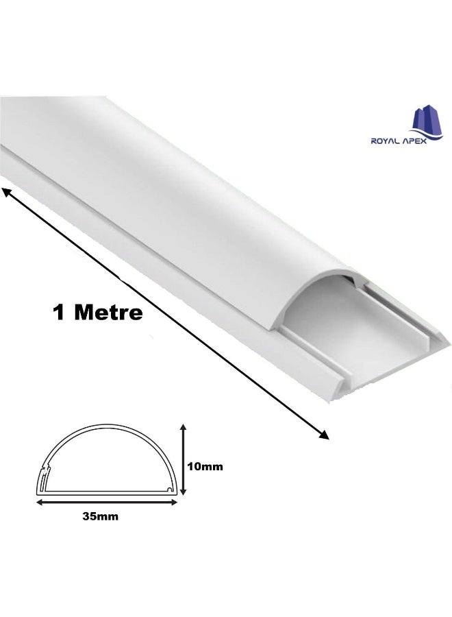 Royal Apex 1 Meter PVC Floor Trunking With Self Adhesive Red Sticker Wall Cord Cover Cable Concealer On-Wall Wire Cover Paintable Cable Management - Pack of 2 (White, 10x35MM) - Image 2