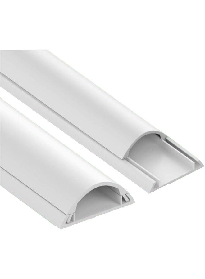 Royal Apex 1 Meter PVC Floor Trunking With Self Adhesive Red Sticker Wall Cord Cover Cable Concealer On-Wall Wire Cover Paintable Cable Management - Pack of 2 (White, 10x35MM) - Image 1