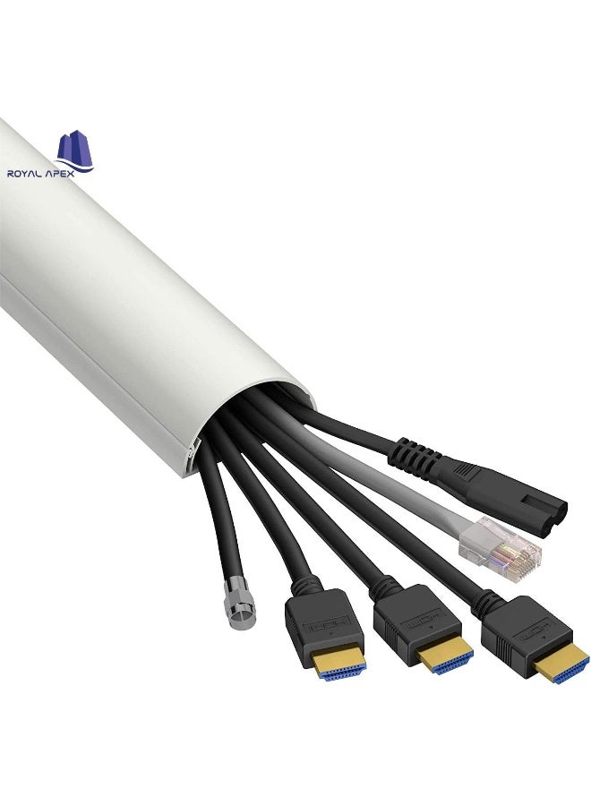 Royal Apex 1 Meter PVC Floor Trunking With Self Adhesive Red Sticker Wall Cord Cover Cable Concealer On-Wall Wire Cover Paintable Cable Management - Pack of 2 (White, 10x35MM) - Image 4