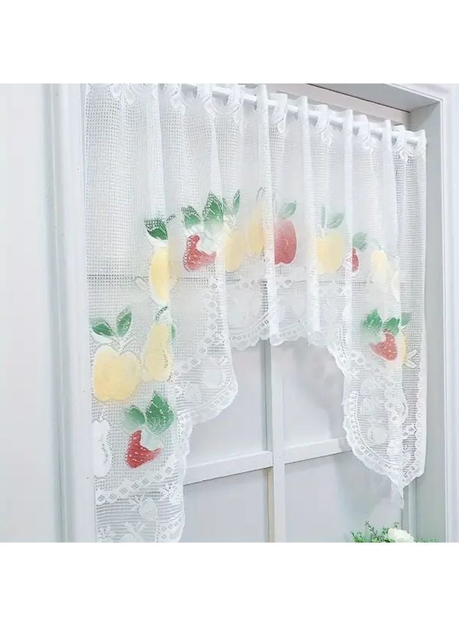 White Lace Kitchen Partition Curtain Printed Coffee Design 55 12x35 43 Inch Valance Cabinet Half Curtain - Image 3