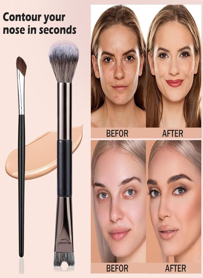 LuxoCare 2PCS Nose Contour Brushes U Shaped - Makeup Brush 2-in-1 Dual Ended,Angled Brush for Sculpting and Defining, Perfect for Blush,Highlight,Cheek Bones & Nose,Suitable for Beginners & Professionals - Image 3