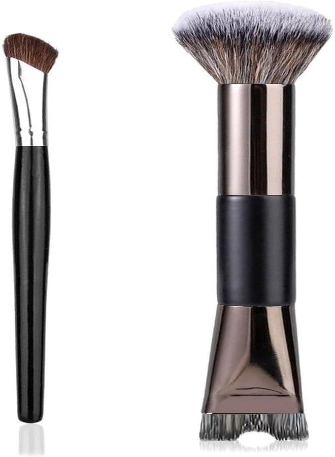 LuxoCare 2PCS Nose Contour Brushes U Shaped - Makeup Brush 2-in-1 Dual Ended,Angled Brush for Sculpting and Defining, Perfect for Blush,Highlight,Cheek Bones & Nose,Suitable for Beginners & Professionals - Image 1