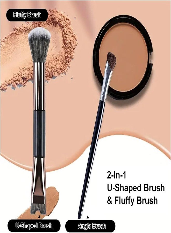 LuxoCare 2PCS Nose Contour Brushes U Shaped - Makeup Brush 2-in-1 Dual Ended,Angled Brush for Sculpting and Defining, Perfect for Blush,Highlight,Cheek Bones & Nose,Suitable for Beginners & Professionals - Image 2