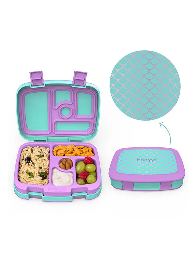 Bentgo Kids Prints Leak Proof 5 Compartment Bento Style Kids Lunch Box - Ideal Portion Sizes For Ages 3 To 7, Bpa Free, Dishwasher Safe, Food - Safe Materials (Mermaid Scales)