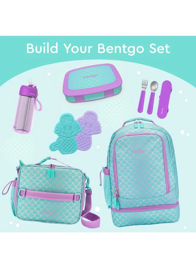 Bentgo Kids Prints Leak Proof 5 Compartment Bento Style Kids Lunch Box - Ideal Portion Sizes For Ages 3 To 7, Bpa Free, Dishwasher Safe, Food - Safe Materials (Mermaid Scales)