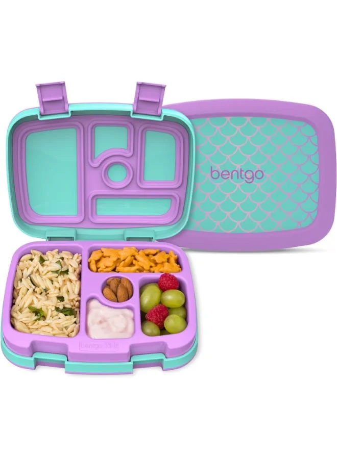 Bentgo Kids Prints Leak Proof 5 Compartment Bento Style Kids Lunch Box - Ideal Portion Sizes For Ages 3 To 7, Bpa Free, Dishwasher Safe, Food - Safe Materials (Mermaid Scales)