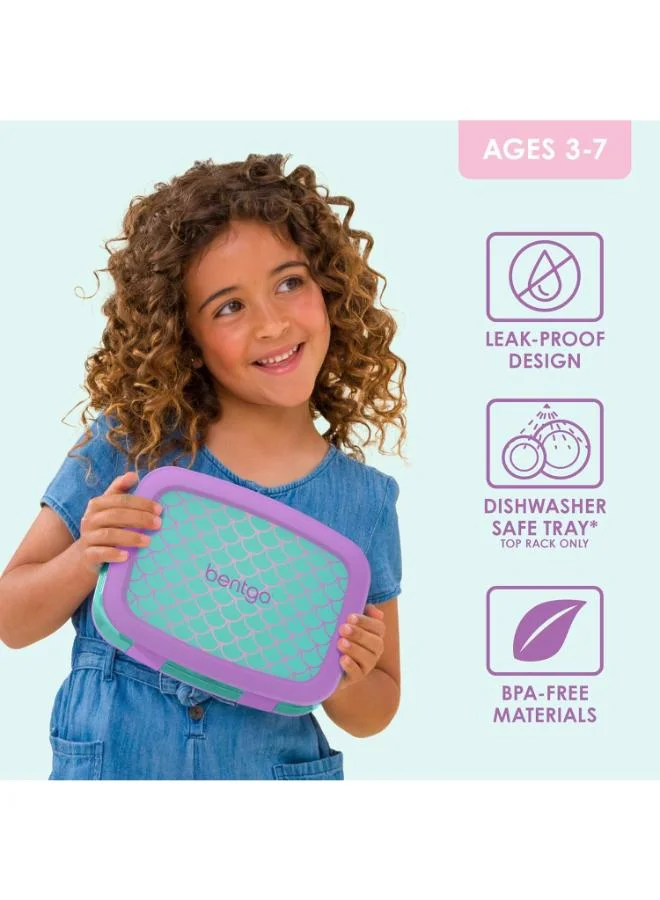 Bentgo Kids Prints Leak Proof 5 Compartment Bento Style Kids Lunch Box - Ideal Portion Sizes For Ages 3 To 7, Bpa Free, Dishwasher Safe, Food - Safe Materials (Mermaid Scales)