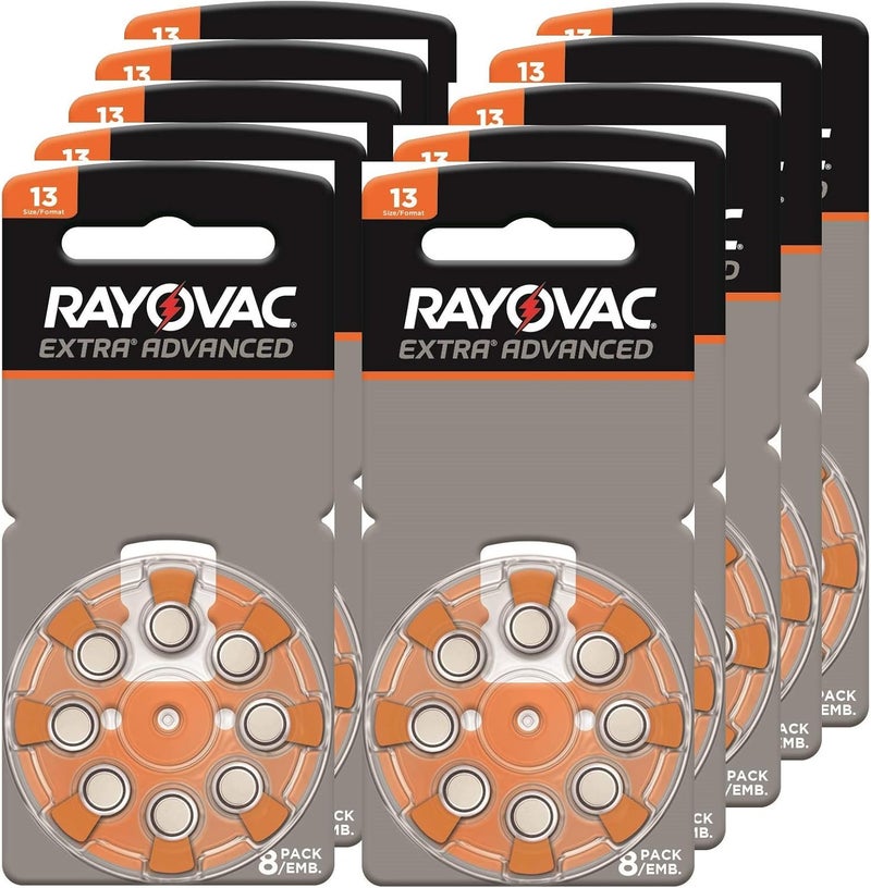 بطاريات سماعات الأذن خالية من الزئبق Rayovac Extra Advanced، الحجم 13 (عبوة 80 بطارية)
