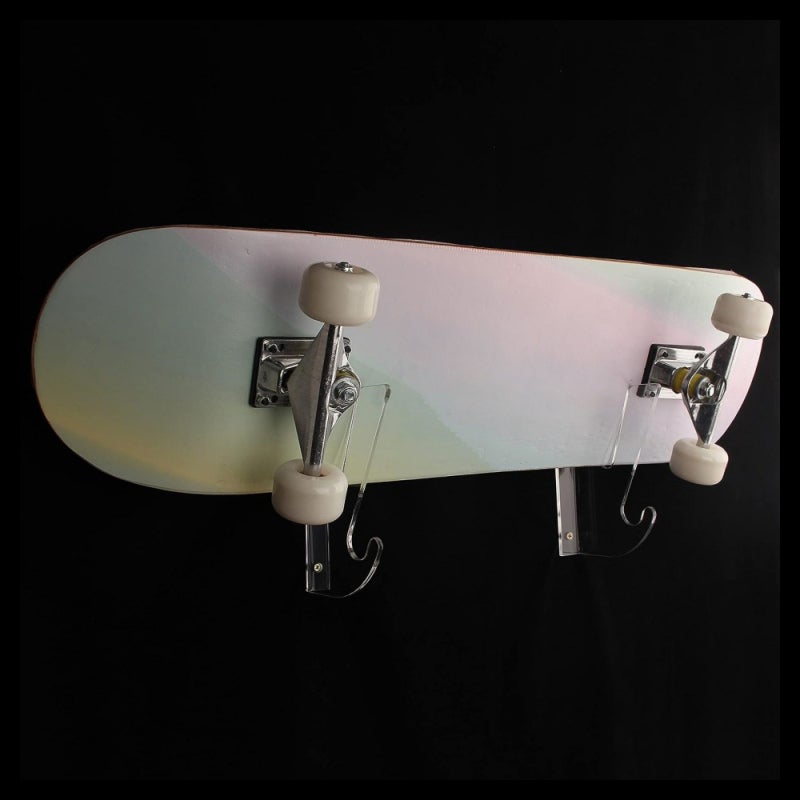 Skateboard Wall Mount: 4mm Premium Acrylic - Sturdy Durable Skateboard Hanger with Storage Hooks for Skateboard Longboard Display and Gear Storage at Home Garage - Image 3