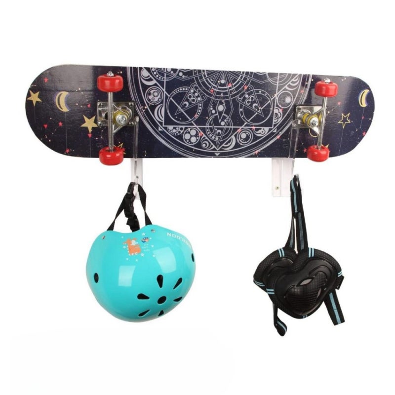 Skateboard Wall Mount: 4mm Premium Acrylic - Sturdy Durable Skateboard Hanger with Storage Hooks for Skateboard Longboard Display and Gear Storage at Home Garage - Image 4