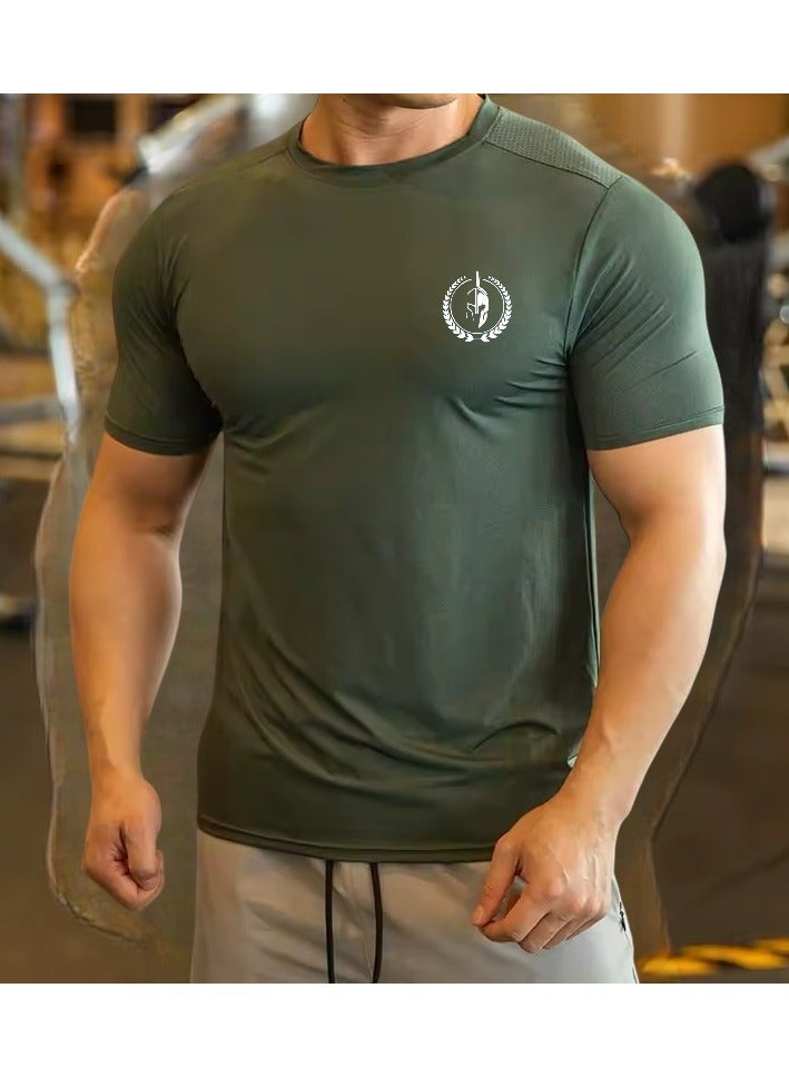OLUDENIZ Men's Athletic Gym T-Shirt - Breathable, Quick-Dry Sportswear, 90% Polyester, 10% Spandex - Image 1