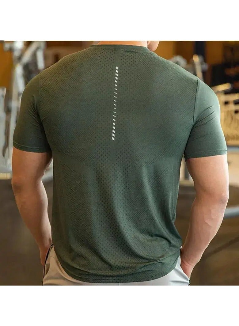 OLUDENIZ Men's Athletic Gym T-Shirt - Breathable, Quick-Dry Sportswear, 90% Polyester, 10% Spandex - Image 2