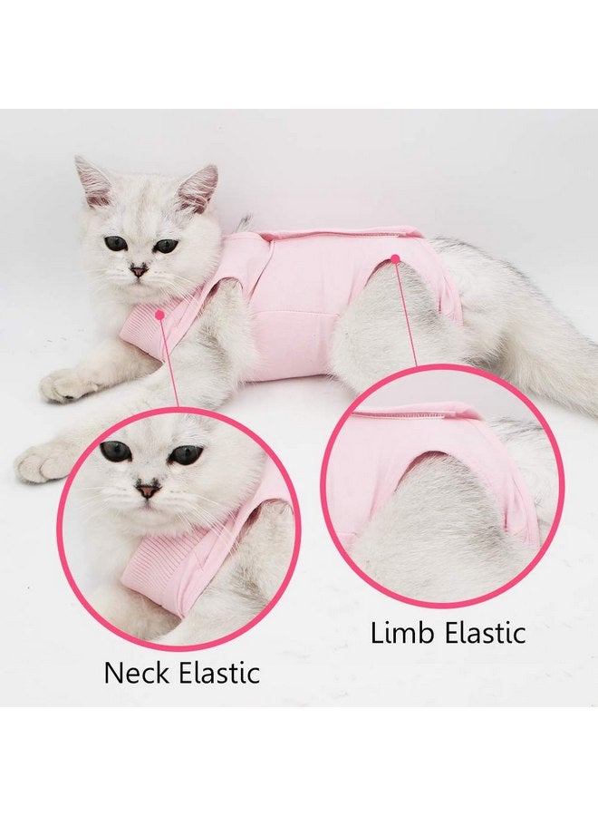 oUUoNNo oUUoNNo Cat Wound Surgery Recovery Suit for Abdominal Wounds or Skin Diseases, After Surgery Wear, Pajama Suit, E-Collar Alternative for Cats (L, Pink)  - Image 2