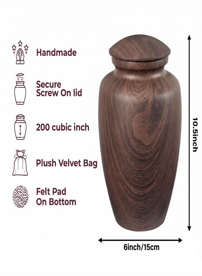 LINES ARTE Urn for Ashes Adult Male Female,Large Aluminum Wood Grain Cremation Urn for Ashes for Men Women,Memorial Decorative Urns for Man/Dad/Father/Brother/Grandpa(Up to 200 IBS) - Image 2