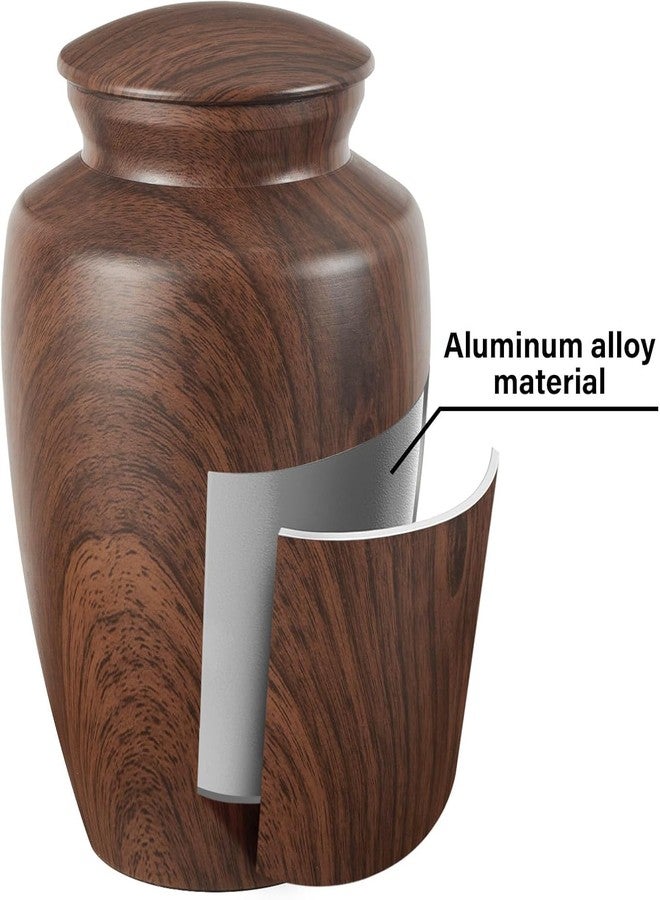 LINES ARTE Urn for Ashes Adult Male Female,Large Aluminum Wood Grain Cremation Urn for Ashes for Men Women,Memorial Decorative Urns for Man/Dad/Father/Brother/Grandpa(Up to 200 IBS) - Image 3