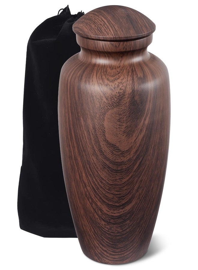 LINES ARTE Urn for Ashes Adult Male Female,Large Aluminum Wood Grain Cremation Urn for Ashes for Men Women,Memorial Decorative Urns for Man/Dad/Father/Brother/Grandpa(Up to 200 IBS) - Image 1