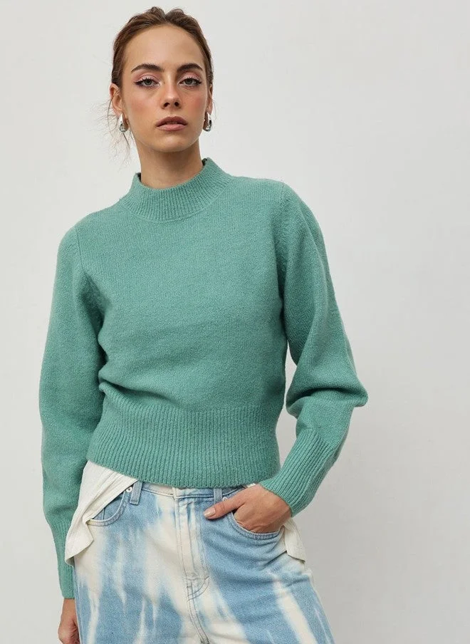 STREET 9 Green High Neck Pullover for Women