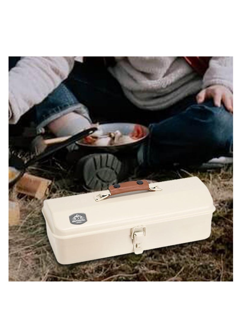 Generic Camping Metal Storage Box  Portable Handheld Metal Storage Box Metal Tool Storage Box  Outdoor Camping Tool Box  Iron Portable Hip Roof Tool Box For Outdoor Activities Includes Stickers  - Image 3