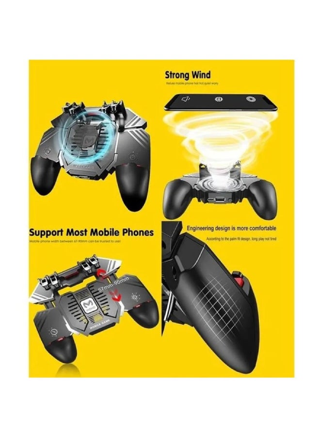1200mAh AK-77 Six Fingers 4 Keys PUBG Game Controller With Fan Wireless - Image 4