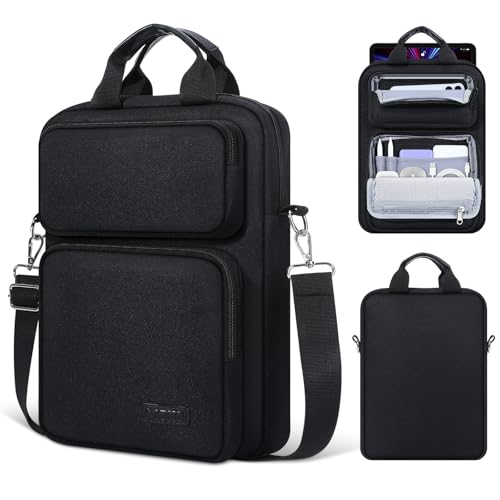 MoKo 10-13 inch Tablet Sleeve Bag for iPad Pro/Air M4 13inch, Pro 12.9/11 inch, 10.9" iPad 10th/Air 5/4th, Galaxy Tab S8+/S9+ 12.4, Carrying Case with Multi-Pockets & Removable Shoulder Strap, Black - Image 1