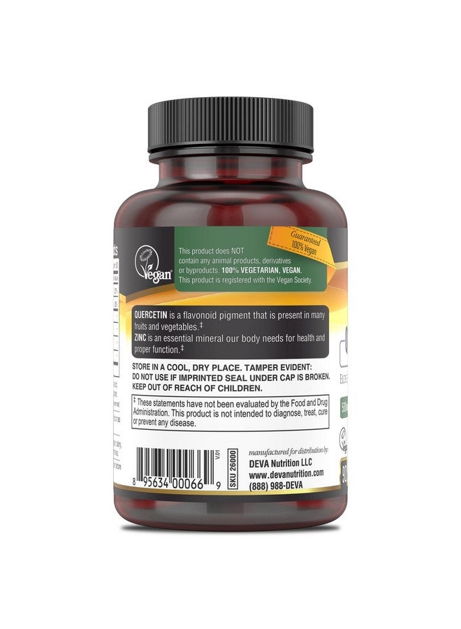 DEVA Vegan Quercetin 500mg Plus 25mg Zinc with Elderberry, Echinacea and Oregano Extracts -No Animal Ingredients - 90 Tablets, 1-Pack - Image 3