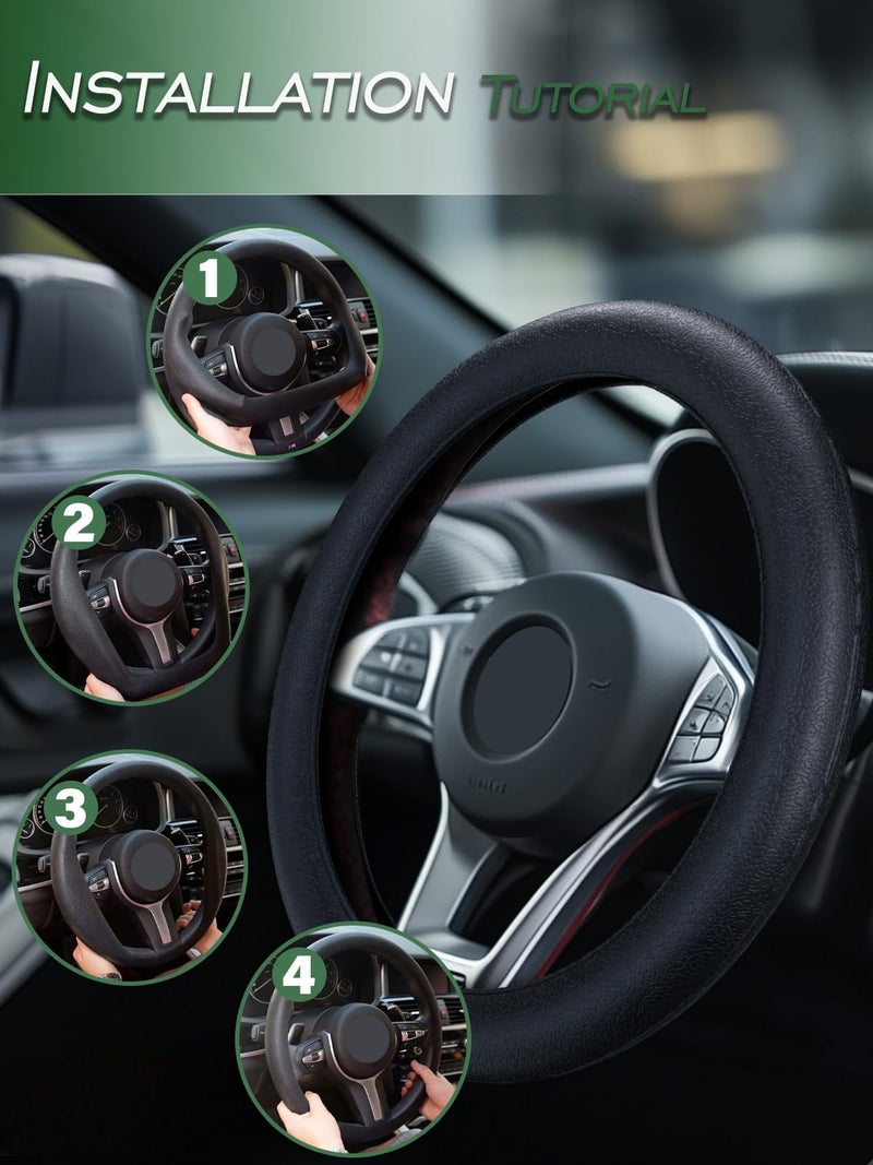 LRITER Car Steering Wheel Cover, Non-Slip Silicone Material, Multiple Color Choices, Universal Auto Parts Steering Wheel Cover, Suitable for Most Cars (Black) - Image 5