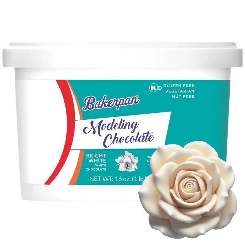 Bakerpan Bright White Modeling Chocolate - 1 Pound - Sculpt Cakes, Model Figurines, and Create Cake Toppers (Made in USA) - Image 1