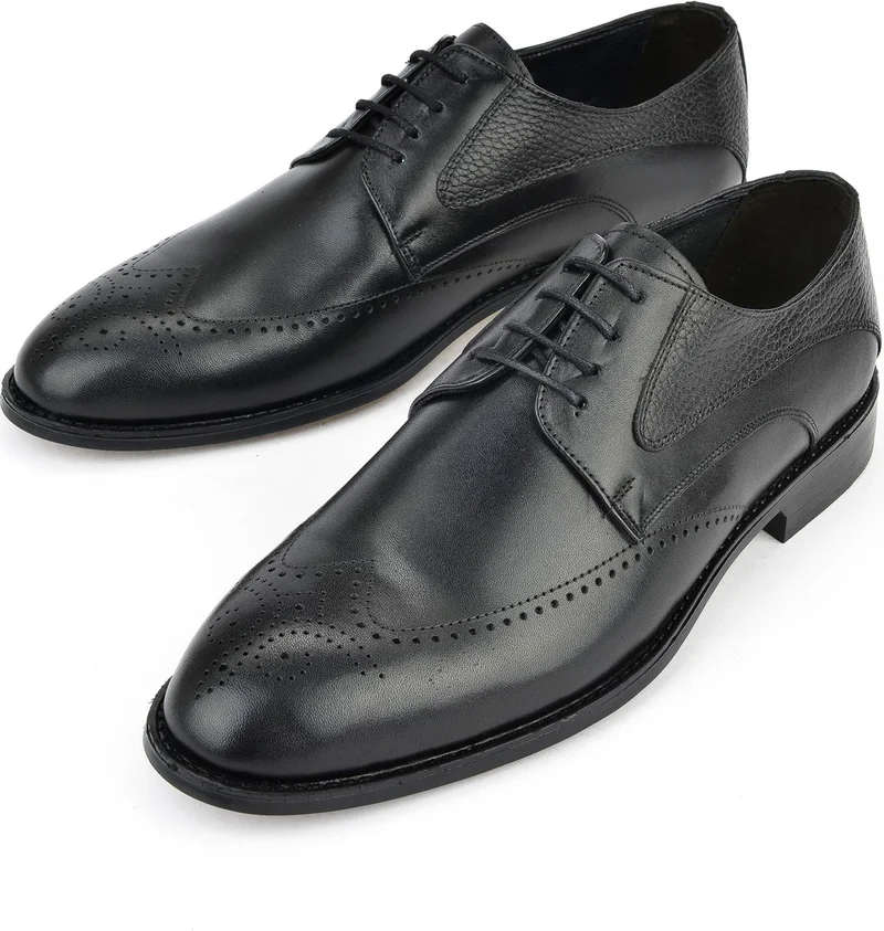 زيا , Men's Leather Classic Shoes 15148Z836 Black