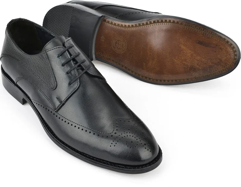 زيا , Men's Leather Classic Shoes 15148Z836 Black