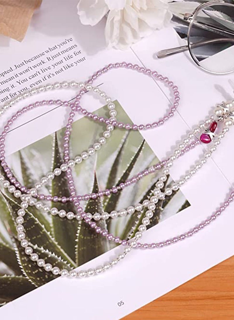 Excefore Sunglasses Chain Pearl Eyeglass Mask Chain Holder Hook and Loop Closure Anti-Lost Elegant Sunglasses Reading Glasses Myopic Scope Eyewear Lanyards for Women Girls 2PCS - Image 5