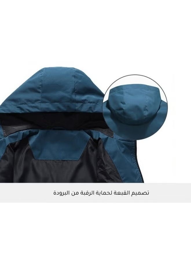 ريوكل - جاكيت سوفت شيل خارجي رجالي مقاوم للماء مقاوم للماء بقلنسوة من الصوف الناعم للرجال للجري في الهواء الطلق وركوب الدراجات والمشي لمسافات طويلة والتسلق أسود - Image 1