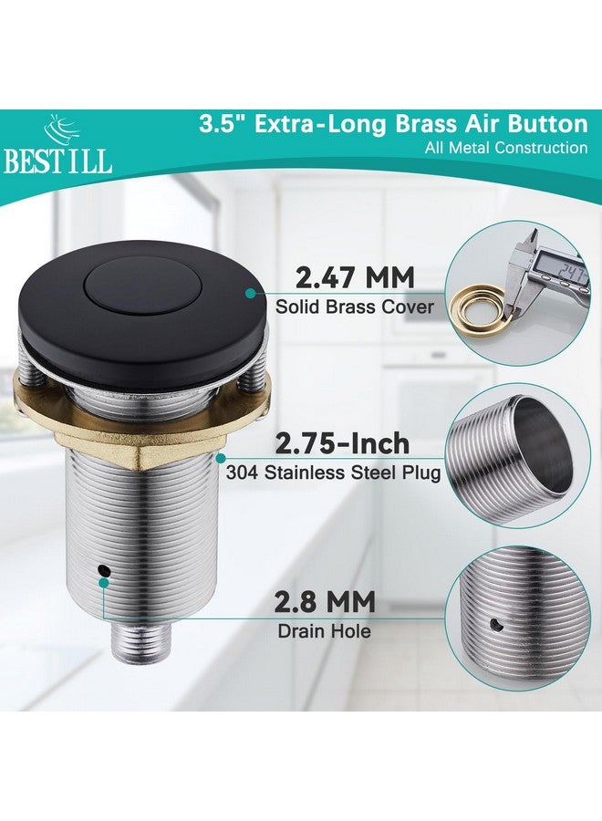 Bestill BESTILL Garbage Disposal Air Switch Kit - UL Listed, Brass 3.6" Long Push Button for Waste Disposer, Cordless Sink Top Switch Button, Matte Black, Compatible with all Garbage Disposals  - Image 1