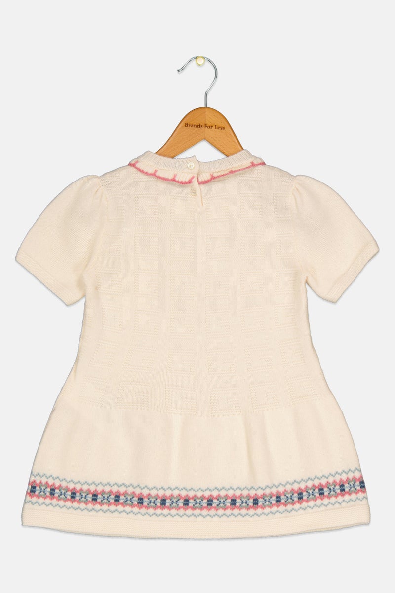 GUCCI Toddlers Girl Textured Dress, Cream - Image 2
