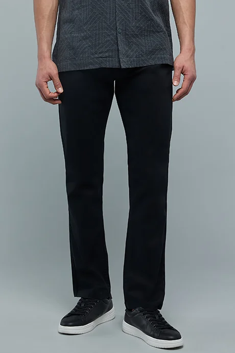 أر أند بي Solid Slim Fit Pants with Button Closure