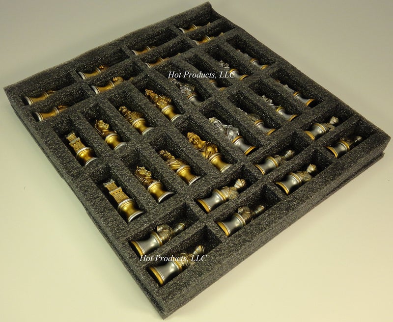 HPL Medieval Times Crusades Knight Chess Men Set Gold & Silver Busts - NO Board - Image 3