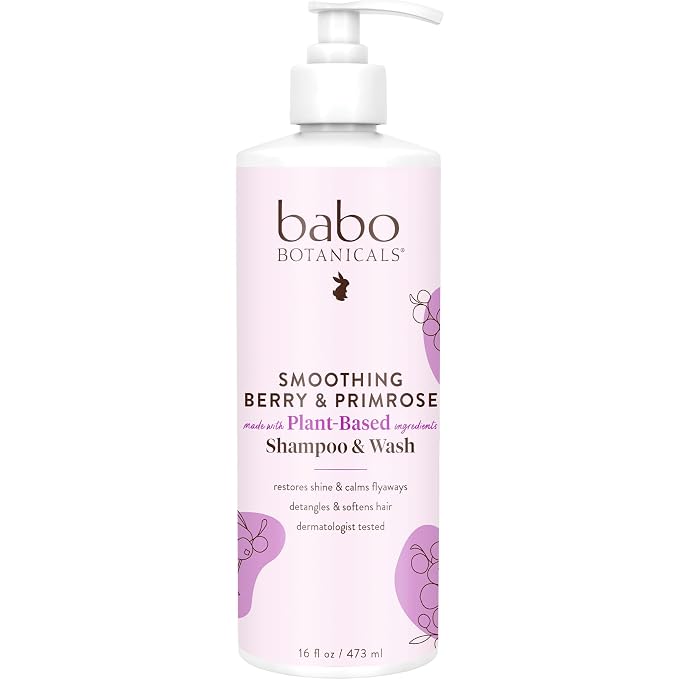 Babo Botanicals Smoothing 2-in-1 Shampoo & Wash with Natural Berry and Evening Primrose oil, Hypoallergenic, Vegan, For Babies and Kids, Berry Primrose, 16 Fl Oz - Image 1
