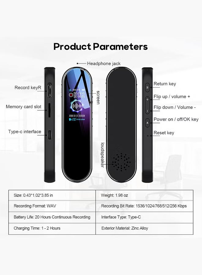 Portable 128GB Digital Voice Recorder with Voice Activation, Playback, Password Protection, Timed Recording, 1536Kbps Rechargeable MP3 Player - Ideal for Lectures and Meetings - Image 4