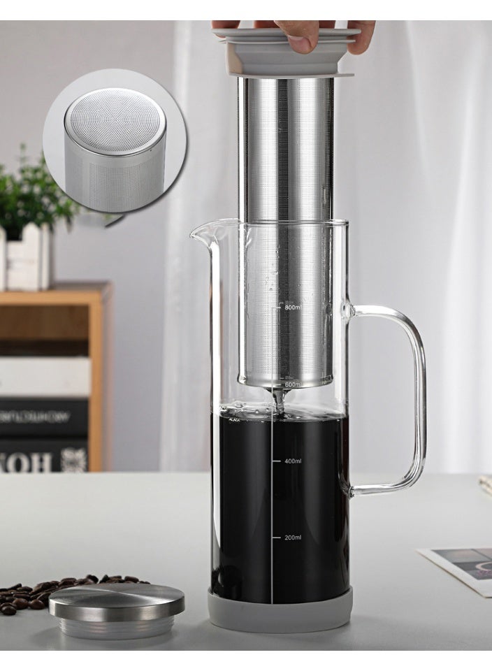 HOMESTAR Cold Brew Coffee Maker with Airtight Lid, Stainless Steel Filter, Glass Pitcher for Iced Coffee & Tea, 800ml - Image 5