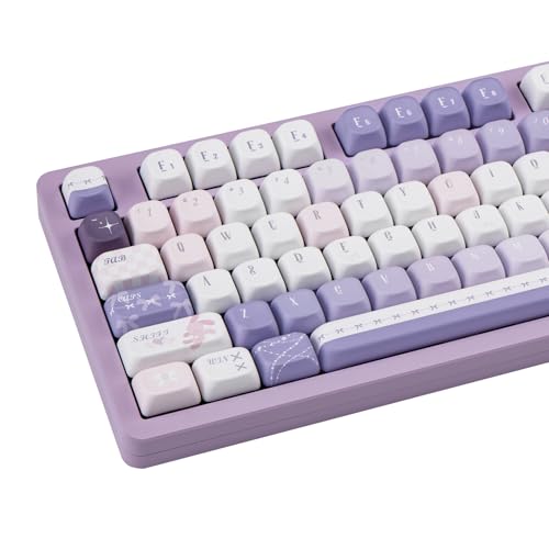 COOMICKEY PBT Keycaps 150 Keys Dye-Sublimation Cute Keycap MOA Profile Purple Anime Keycap Custom Keycap Set with 7U/Split Spacebar for Alice/ 61/64/68/84/87/100/104/108 Mechanical Keyboard - Image 1
