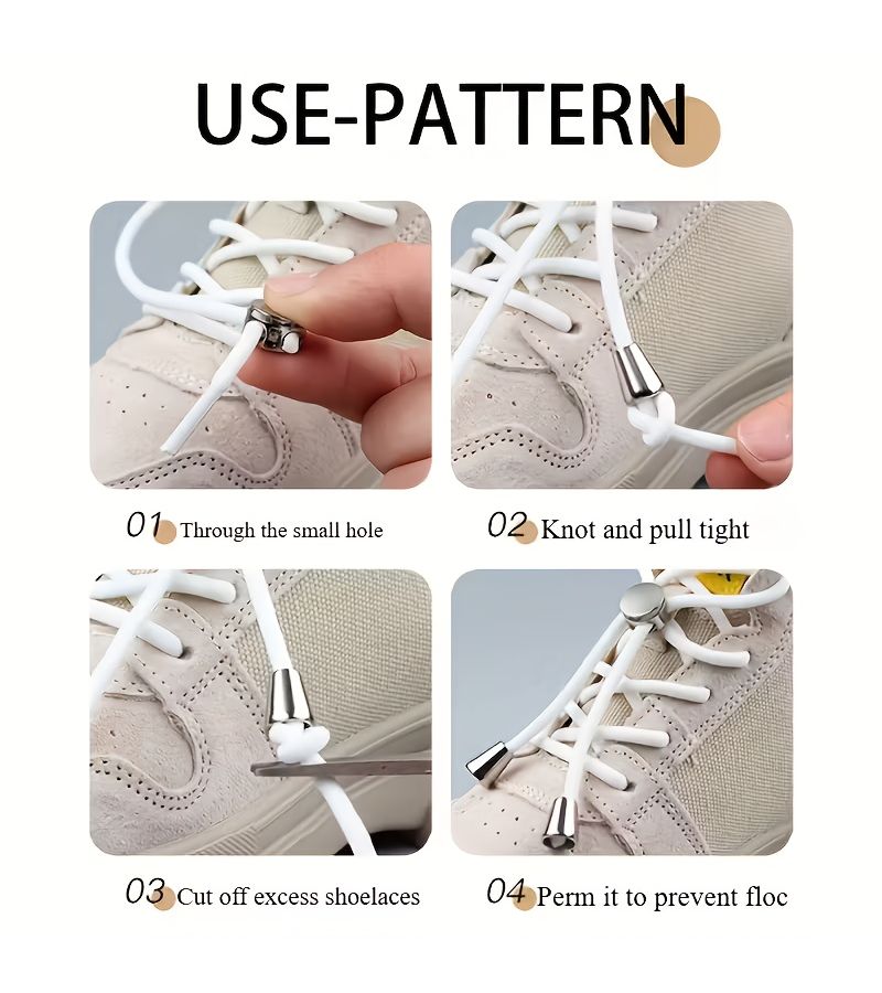 30 Pairs 10 Pieces Silvery White Installation Free Snap On Spring Buckle Locks Adjustable No Tie Shoelace Clips Metal Fasteners For Handmade Jackets Pants Hoodies Rope End Adjustment Supplies - Image 5