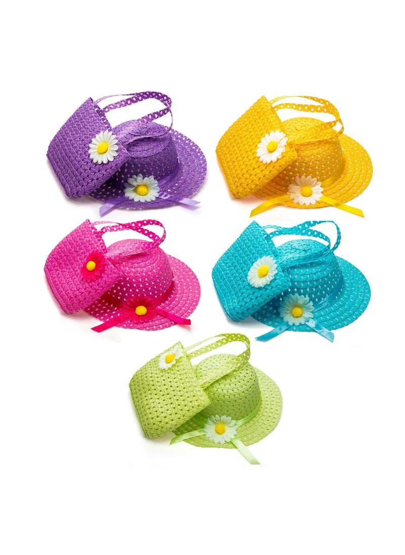 KASTWAVE 9 Pcs Girls Tea Party Set Includes 9 Purses and 9 Sunflower Hats, Girls Tea Party Dress Up Play Set for Little Girls Kids Children Playtime Birthdays Accessories  - Image 2